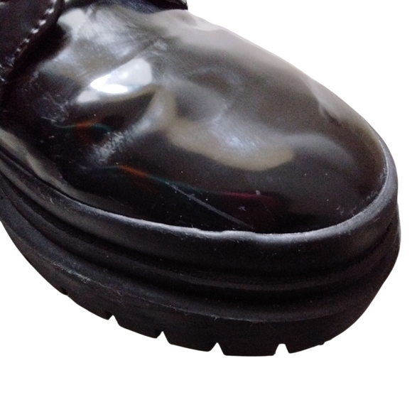 Steve Madden Malene Chunky Black Patent Leather Lug Sole Oxford Size 10M - Picture 11 of 13